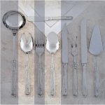 Filet Pewter Salad Serving Set Care & Use:  Dishwasher safe, low heat, scent-free liquid detergent.